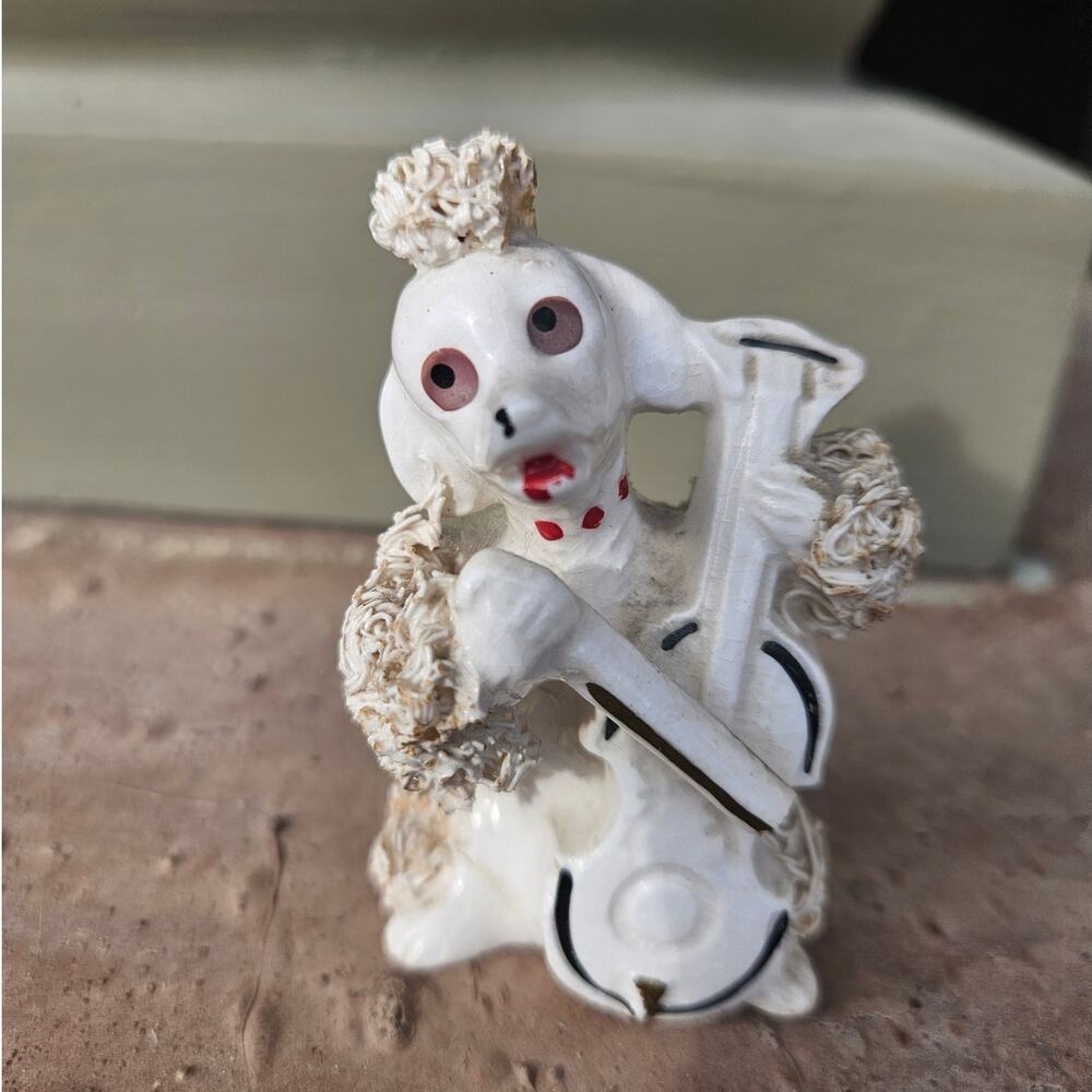 Vintage Spaghetti Poodle Porcelain Cello Cream 2.75" tall 52/287 MCM